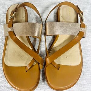 Cole Haan Women's Brown and Gold Sandals